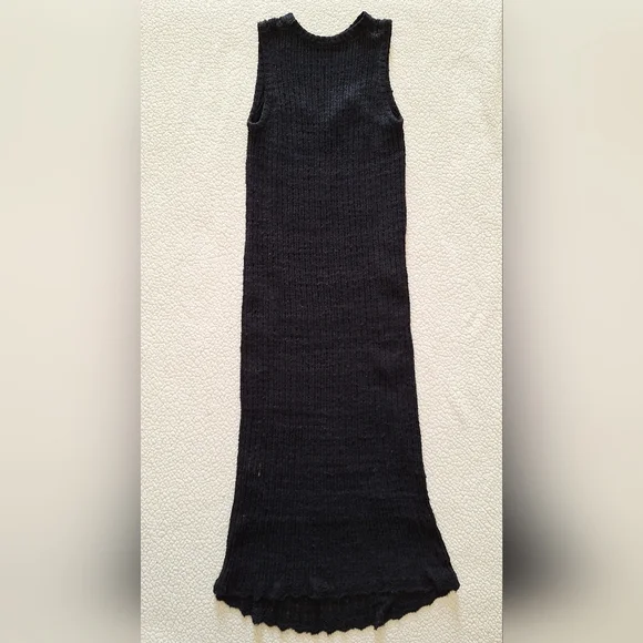 THE ROW Cutro Open Knit Silk Sleeveless Maxi Dress Midnight Blue M Org $2,550 - Picture 7 of 16